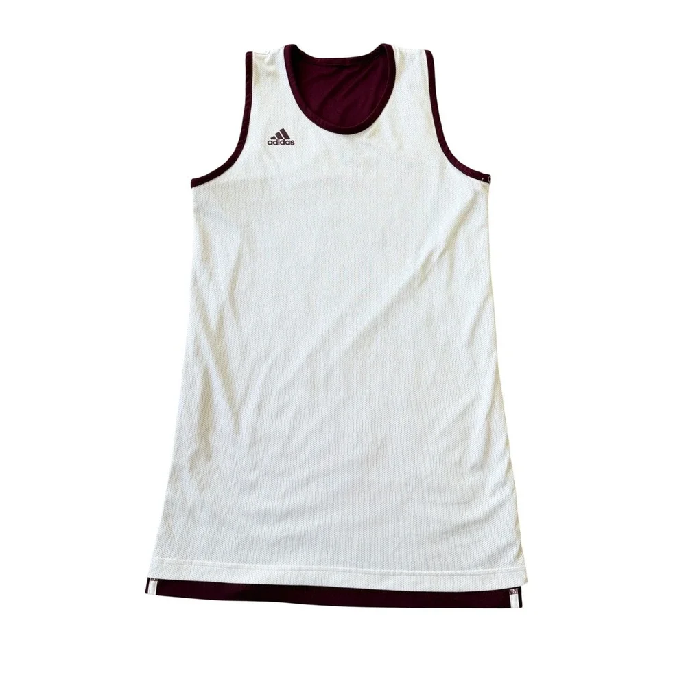 Adidas Reversible Basketball Jersey Mini Dress Maroon White Climalite Streetwear - Picture 9 of 13